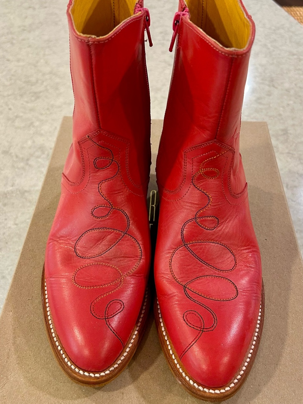 Charlotte Stone Tessie western booties in flame red